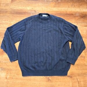 Talbots Blue Crewneck Sweater with Textured Pattern 100% Pima Cotton